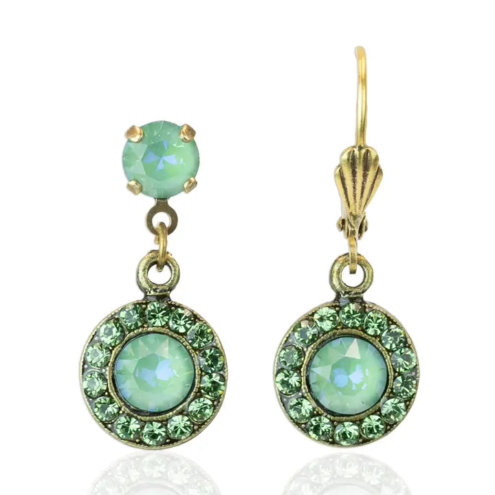 Silky Sage Opal Halo Crystal Drop Earring