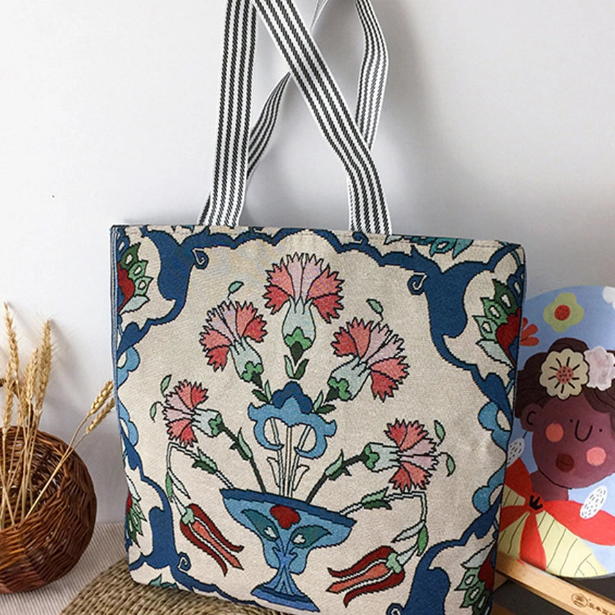 Vintage Pink Blossom Canvas Tote