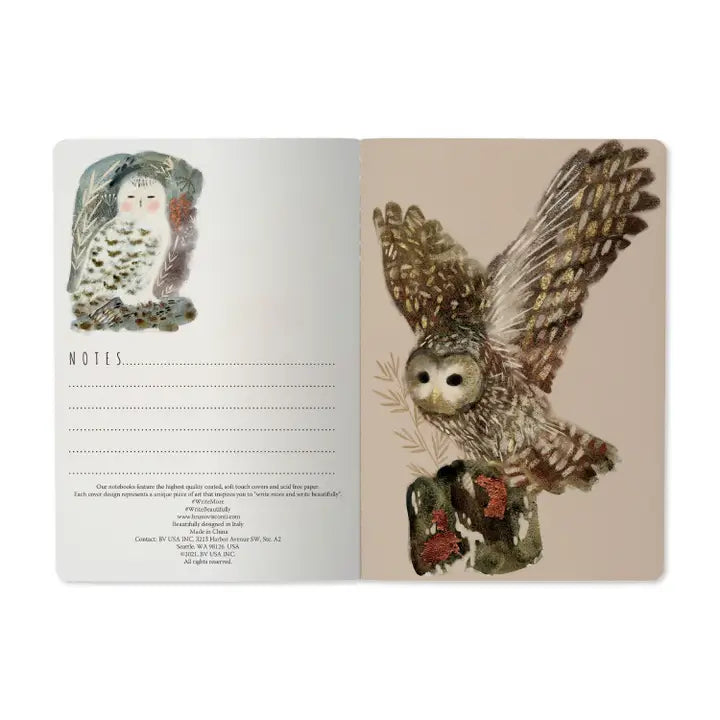 Vegan Leather Owls Notebook