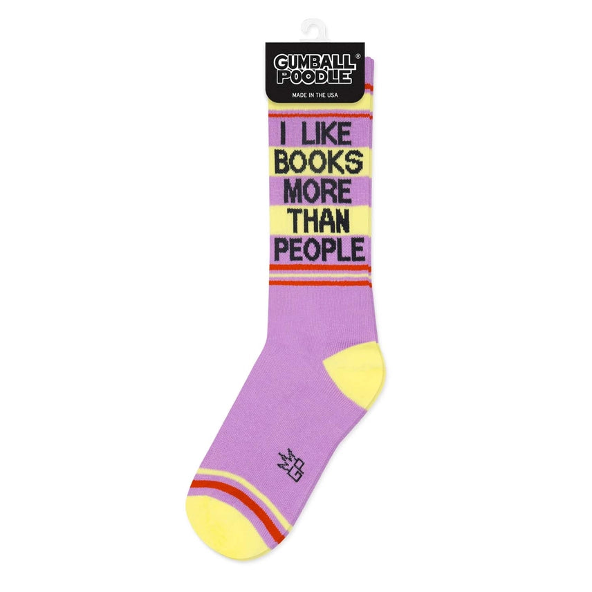 I Like Books More Than People Gym Crew Socks