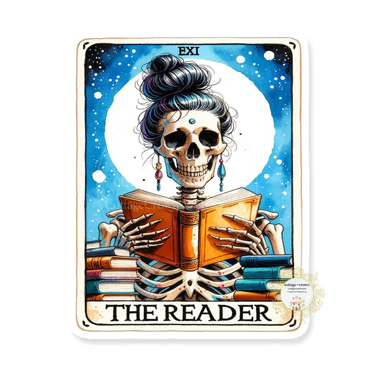 Tarot Card the Reader Skeleton Boho Vinyl Decal Sticker