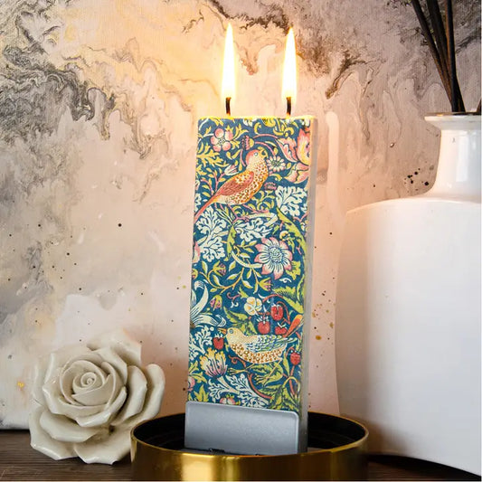 Flat Handmade Candle-William Morris - Strawberry Thief