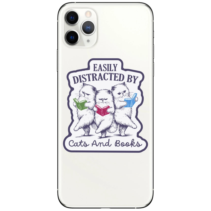 Easily Distracted by Cats and Books Sticker