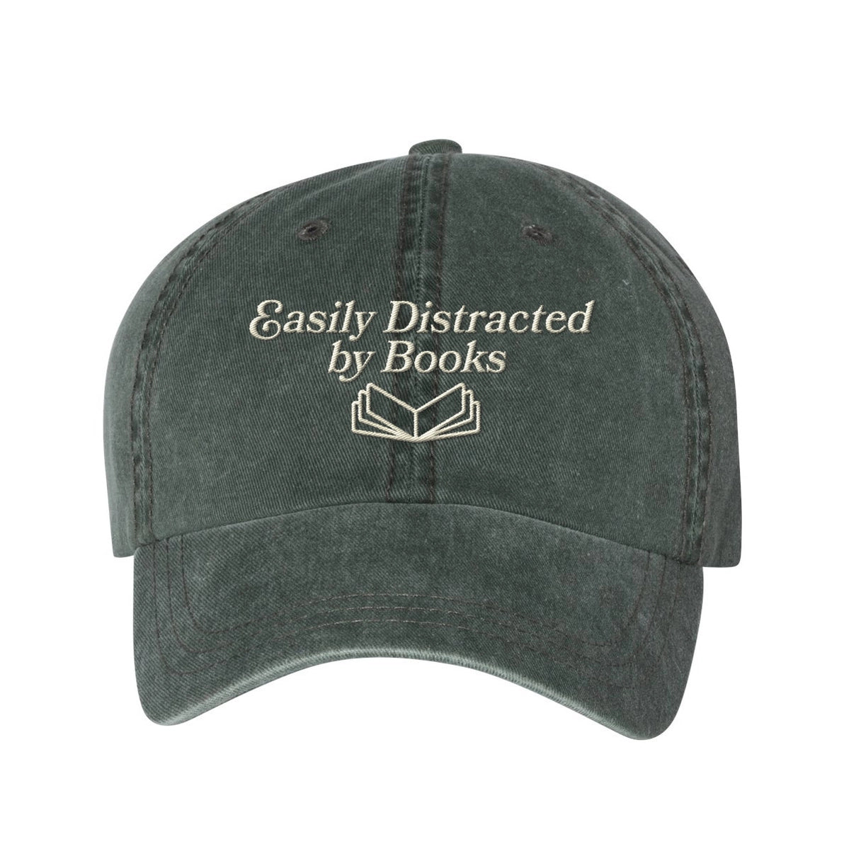 Easily Distracted By Books Embroidered Pigment Dyed Hat