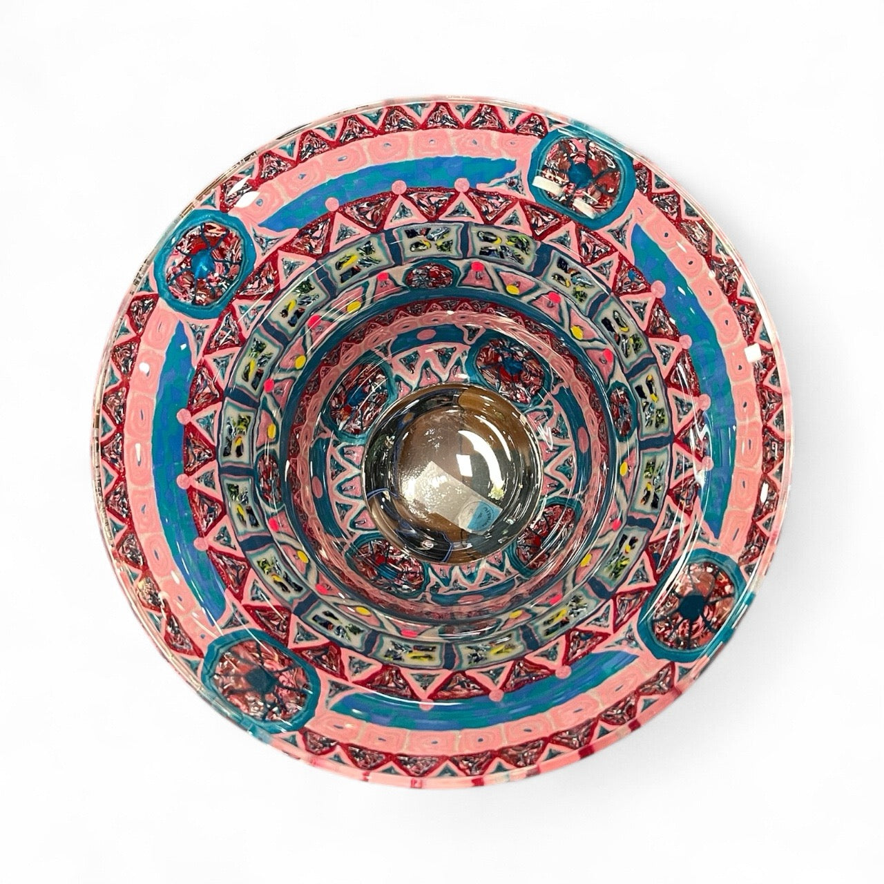 Large Decorative Glass Bowl Designed with Polymer Clay