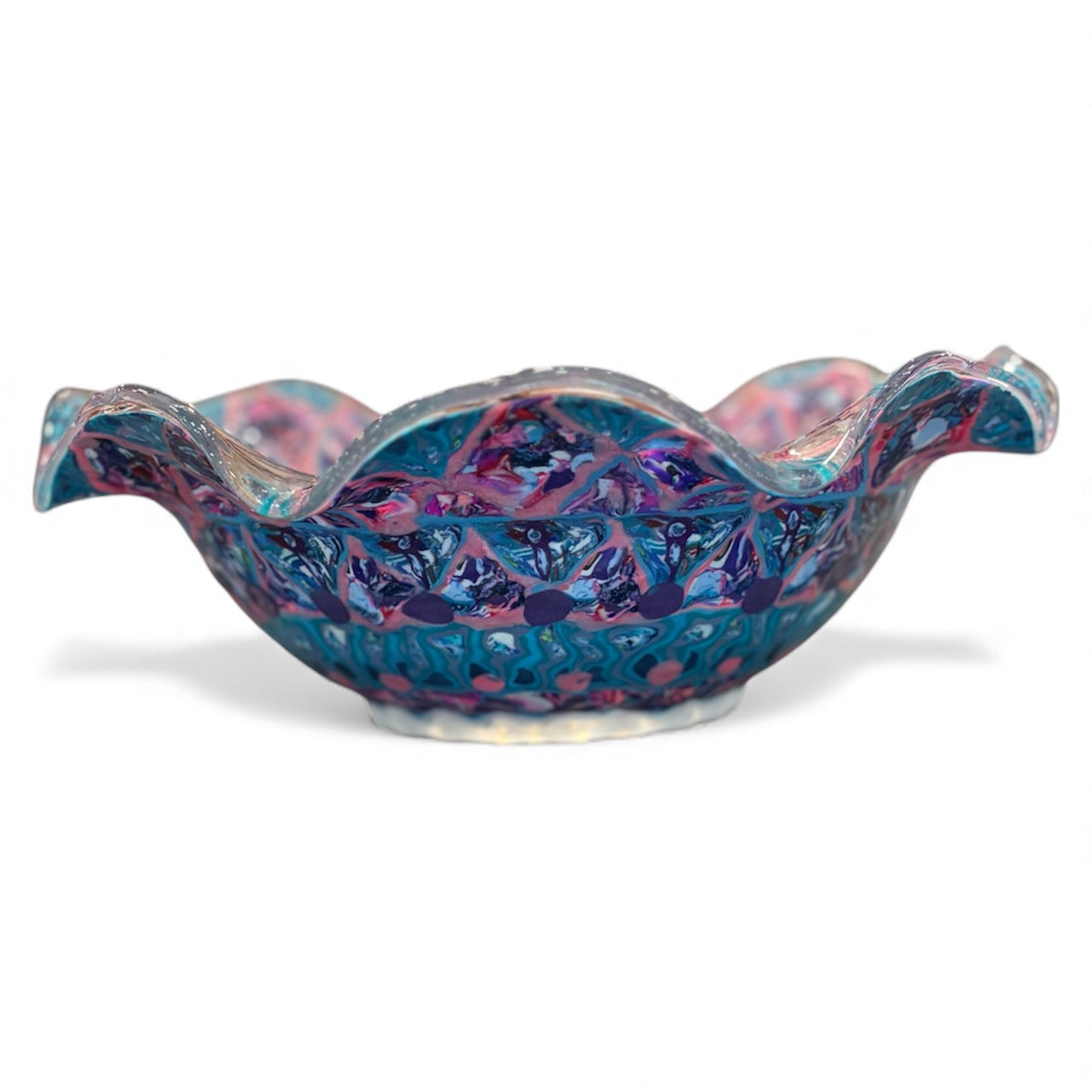 Multi-Color Glass Candy Dish Handmade by Barara Levy