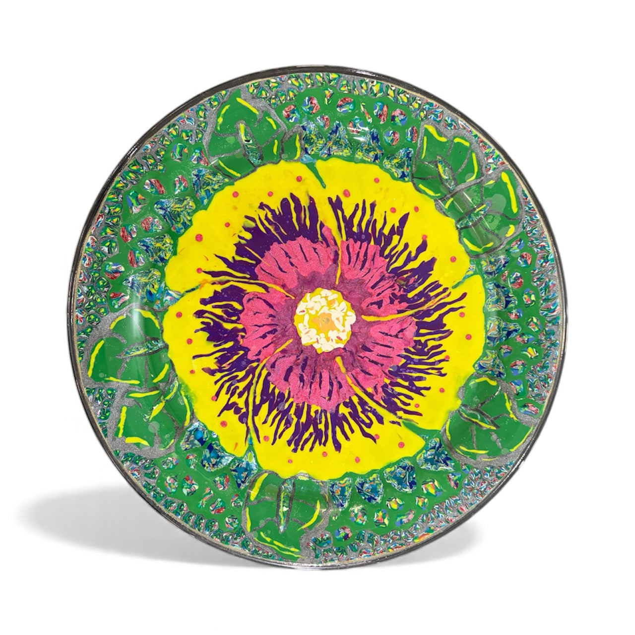 Colorful Glass Platter Decorated by Barbara Levy