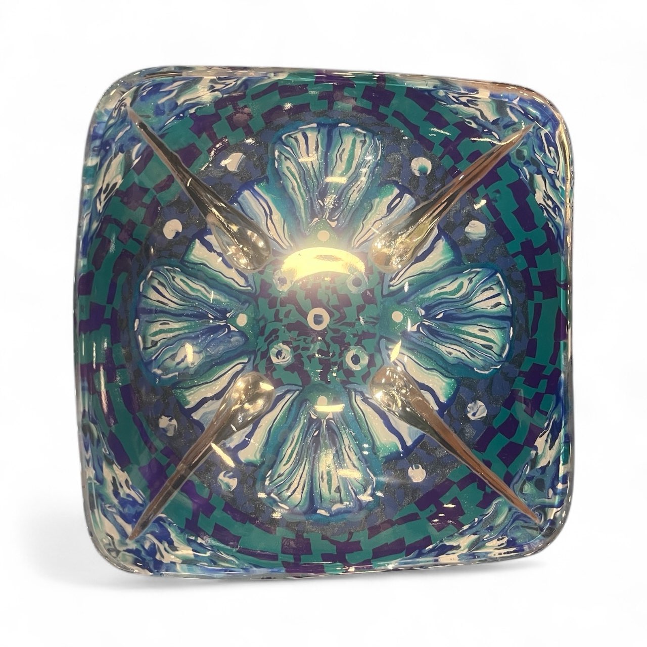 Small Glass Bowl Hand Decorated with Polymer Clay