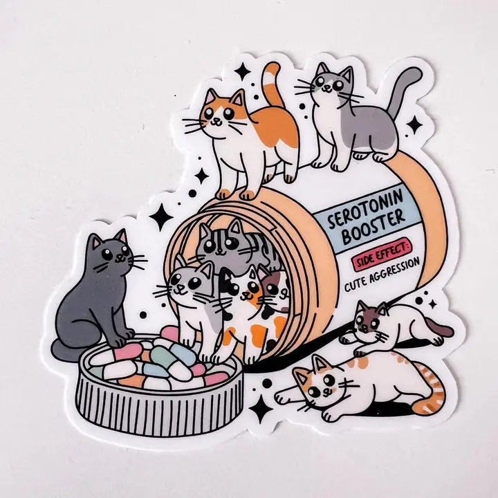 Serotonin Booster Cats Sticker