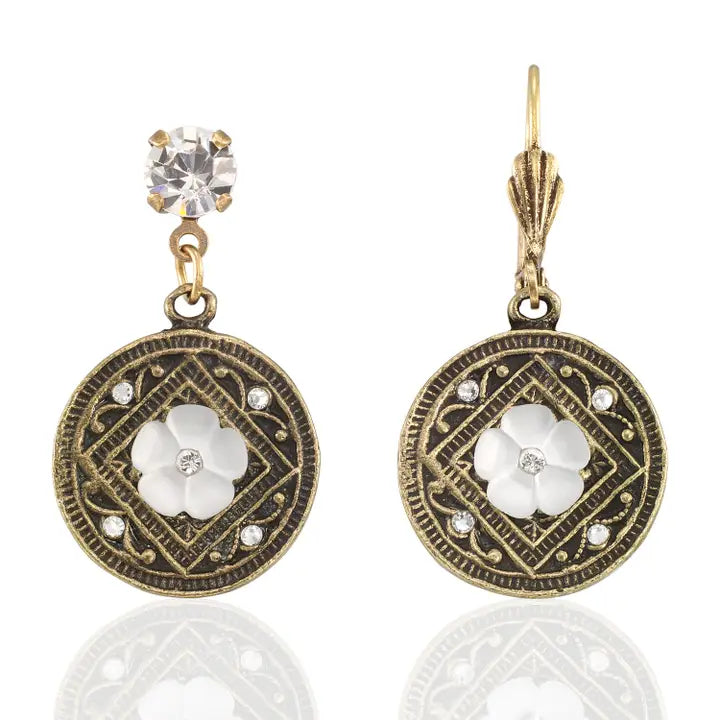 Heirloom Inspired Crystal Medallion Earrings