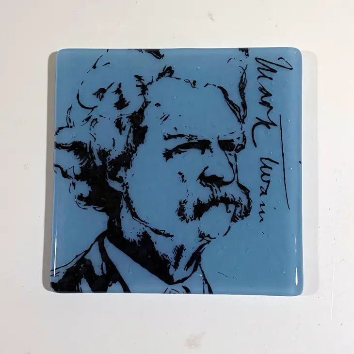 Mark Twain Fused Glass 4" Single Coaster,
