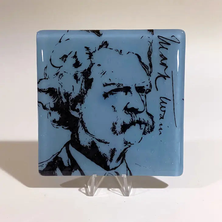 Mark Twain Fused Glass 4" Single Coaster,