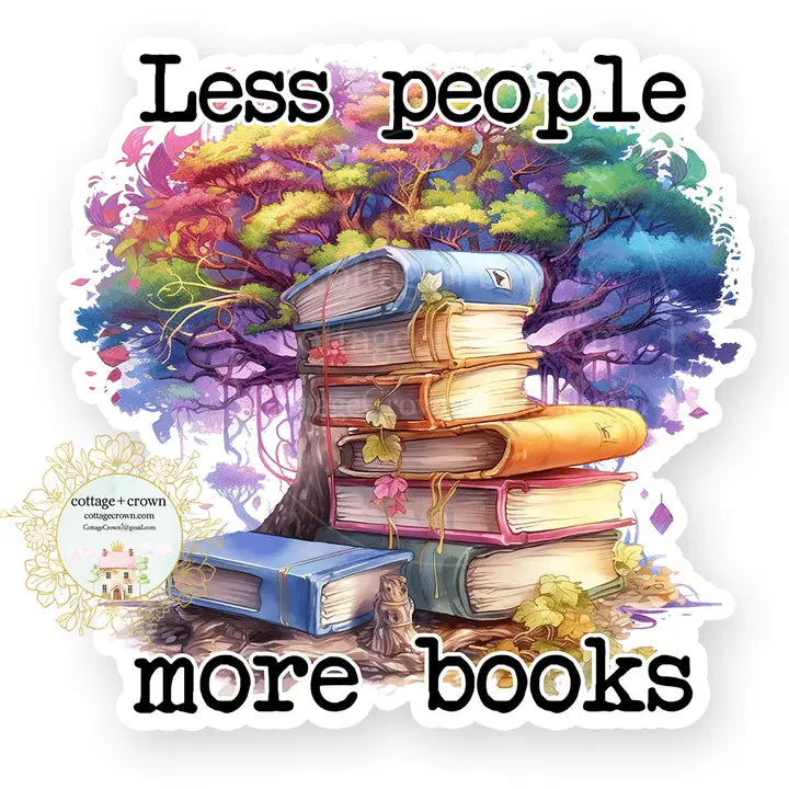 Less People, More Books Vinyl Decal Sticker