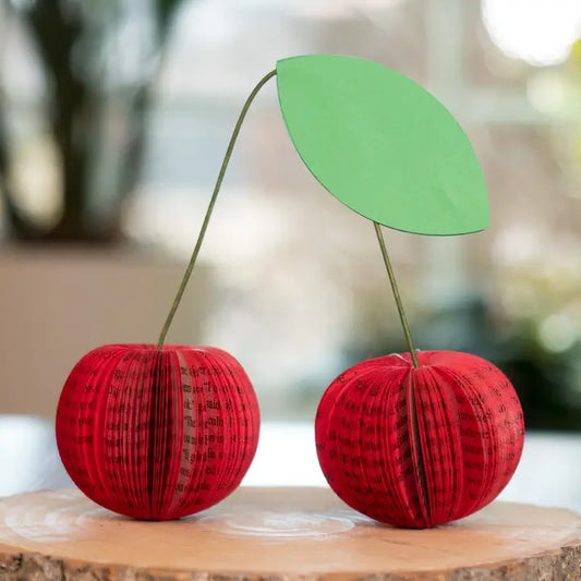 Decorative Cherries Made From Vintage Books