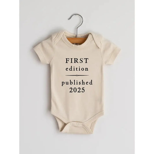 First Edition Book Style Baby Onesie