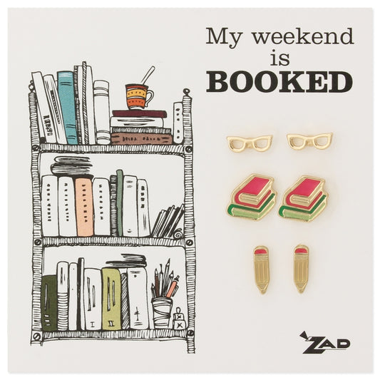 "My Weekend is Booked" Enamel Post Earring Set