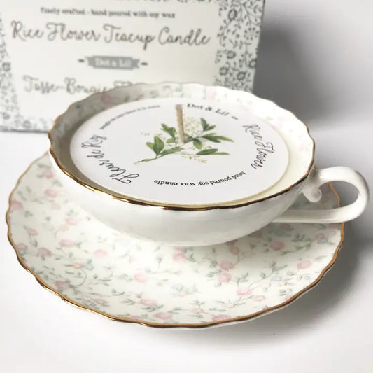 Rice Flower Teacup Candle
