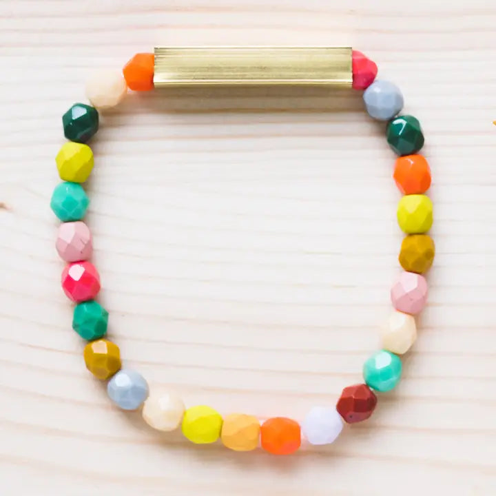 Mixed Beads and Brass Bracelet