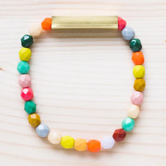 Mixed Beads and Brass Bracelet