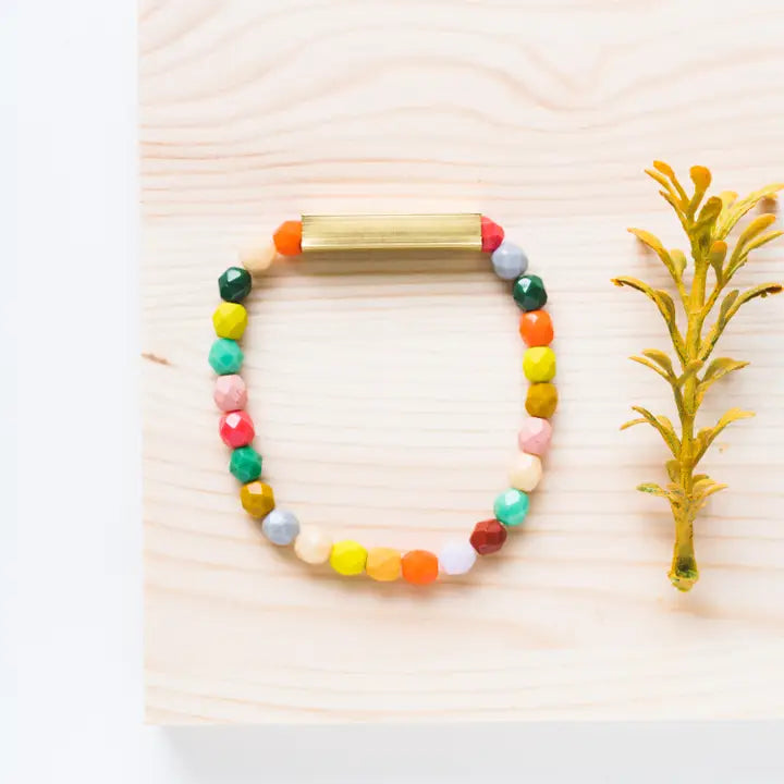 Mixed Beads and Brass Bracelet