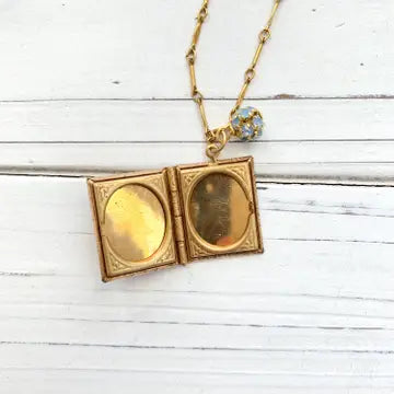 Brocade Etched Dog Locket Necklace