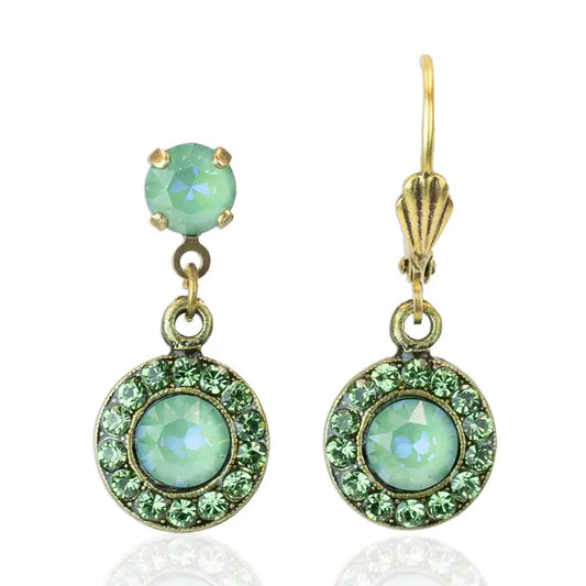Silky Sage Opal Halo Crystal Drop Earring