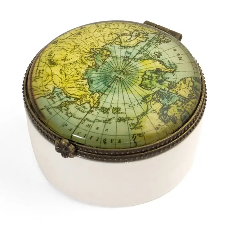 Vintage World Map Ceramic Keepsake Box