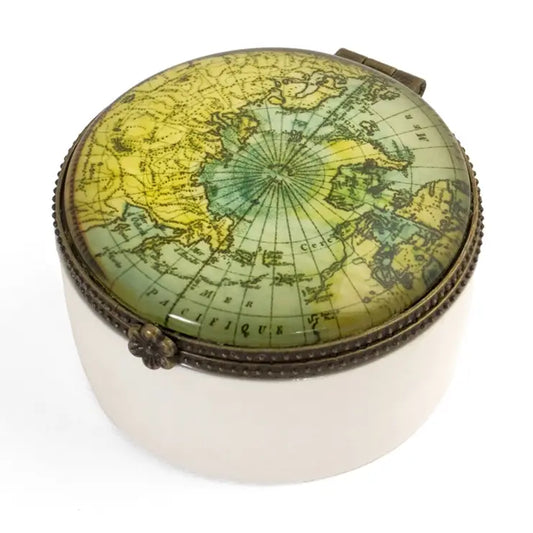 Vintage World Map Ceramic Keepsake Box