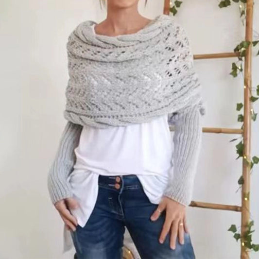 Cable Knit Infinity Scarf with Sleeves For Fall