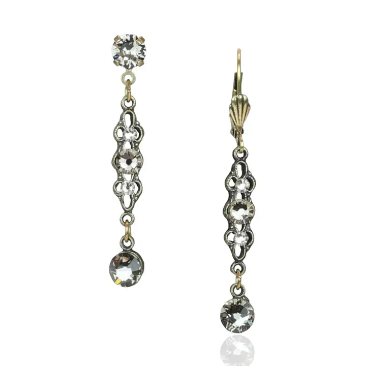 Forever Greige Filigree Crystal Drop Earrings