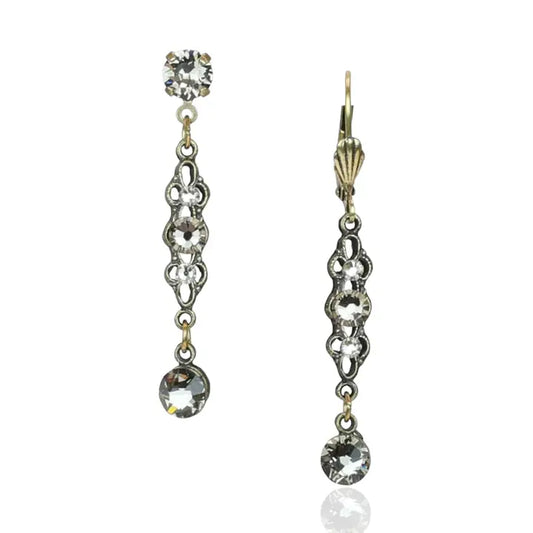 Forever Greige Filigree Crystal Drop Earrings