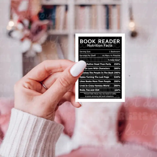 Book Reader Nutrition Facts Sticker