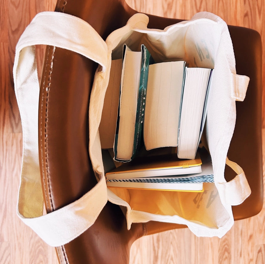 Turn the Page Circle Tote, Canvas Tote Bag