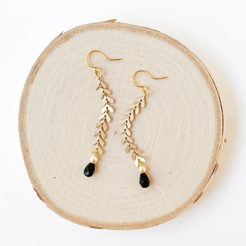 Long Gold Chevron Earrings