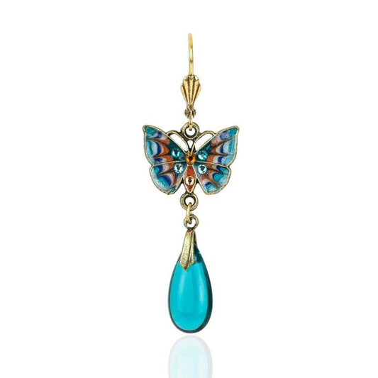 Jill's Garden Butterfly Blue Zircon Crystal Earrings