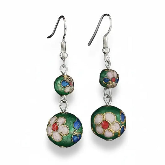 Artisan Enamel and Filigree Drop Earrings