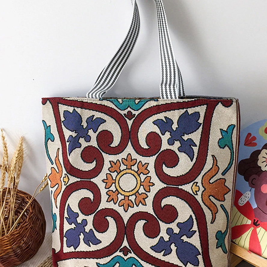Old World Tile Canvas Tote