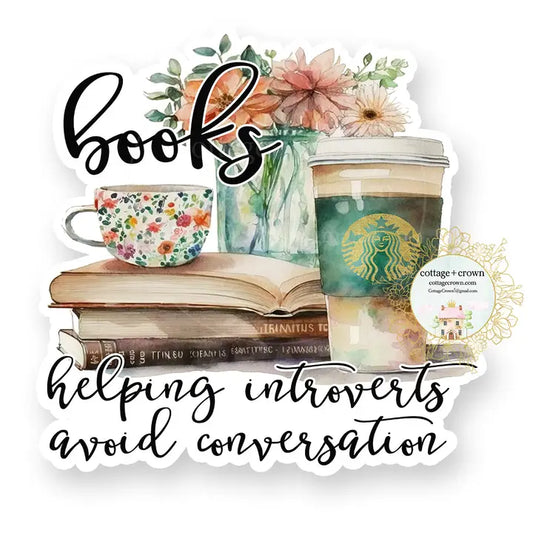 Books Helping Introverts Avoid Conversation Vinyl Stickers