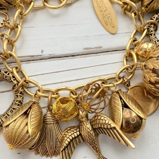 Vintage Inspired Gilded Charm Bracelet
