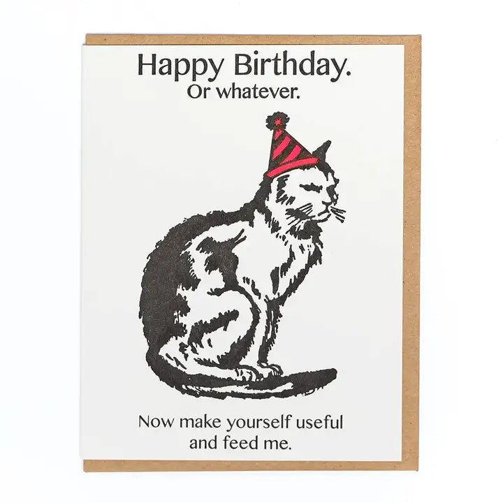 Cranky Cat Birthday Greeting Card