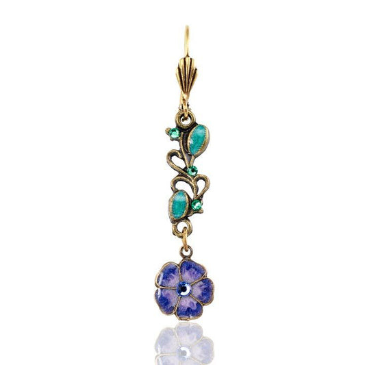 Springtime Garden Whimsical Vine Crystal Earrings