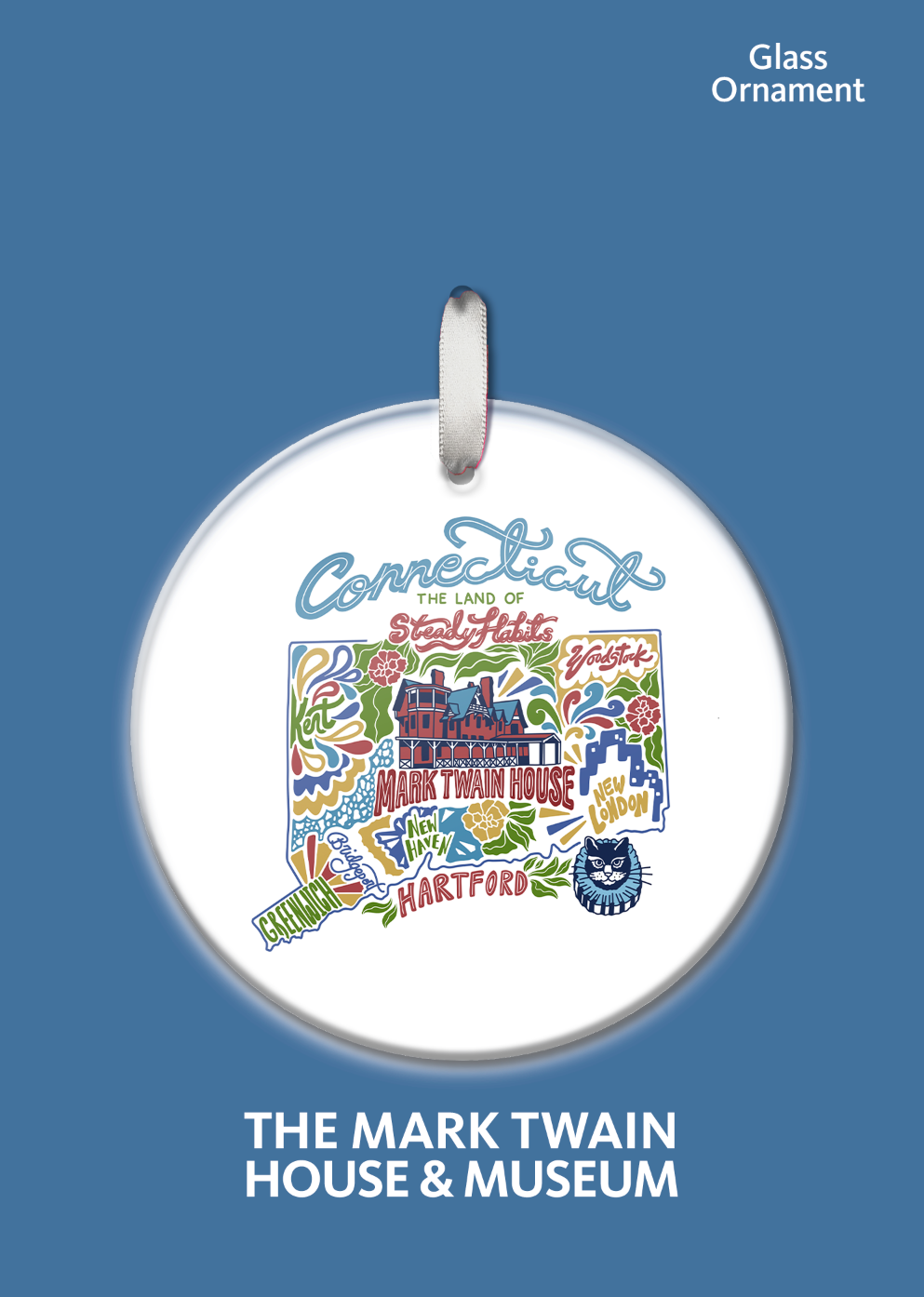 Connecticut Glass Round Ornament