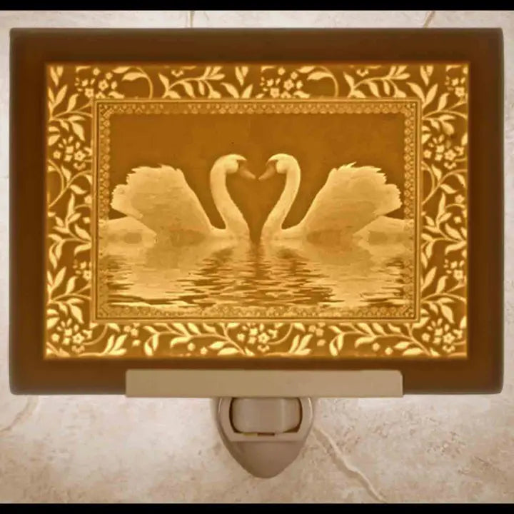 Swan Love Porcelain Lithophane Night Light