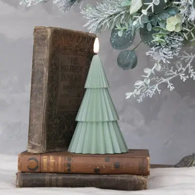 7" Green 3D Flame Tree Candle