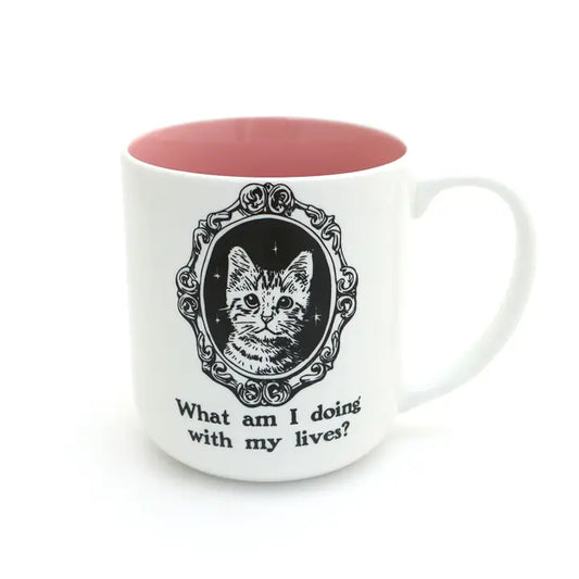 9 Lives, What Am I Doing with My Lives Cat Mug