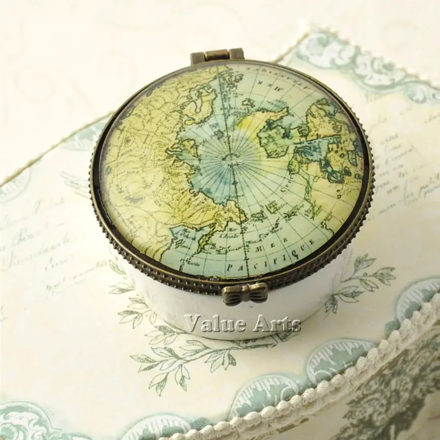 Vintage World Map Ceramic Keepsake Box