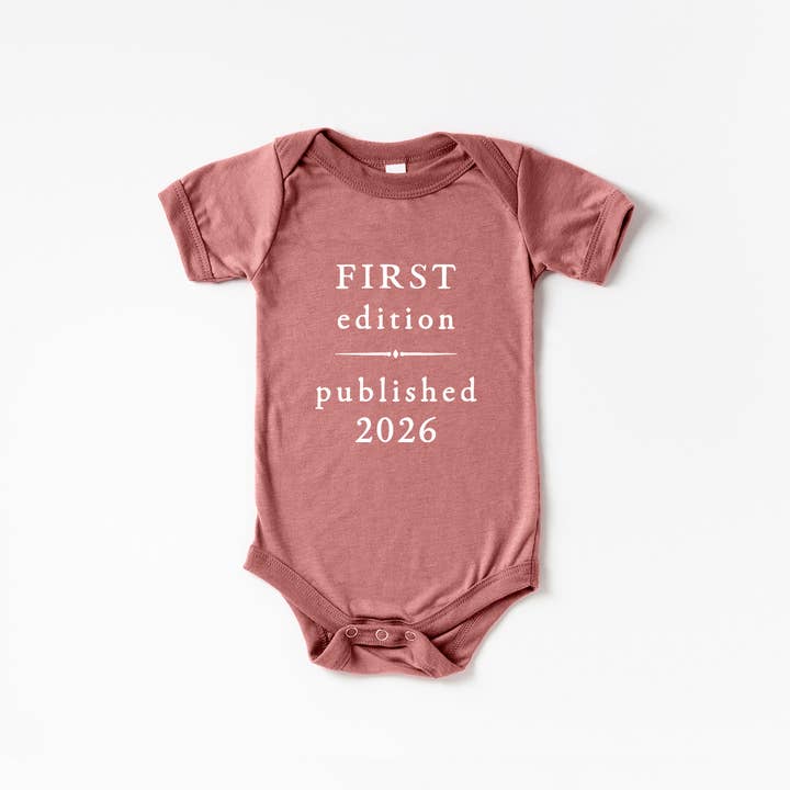 First Edition Book Style Baby Onesie