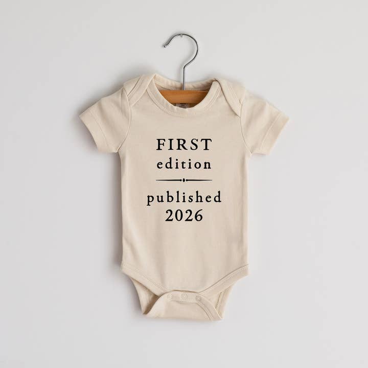 First Edition Book Style Baby Onesie
