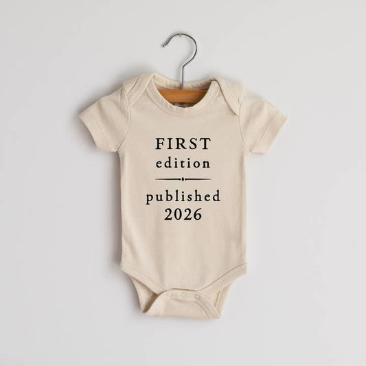 First Edition Book Style Baby Onesie