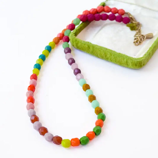 Adjustable Colorful Boho Glass Bead Necklace